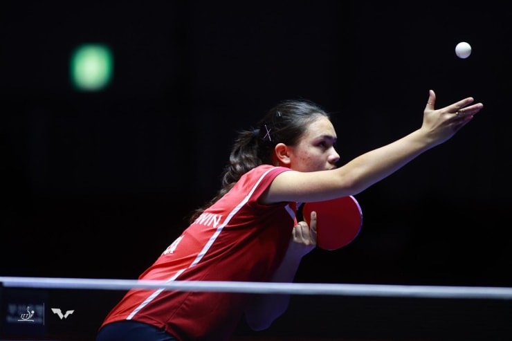 Kayla Goodwin at the ITTF World Teams Table Tennis Championships in Busan, South Korea. February 15–26, 2024.